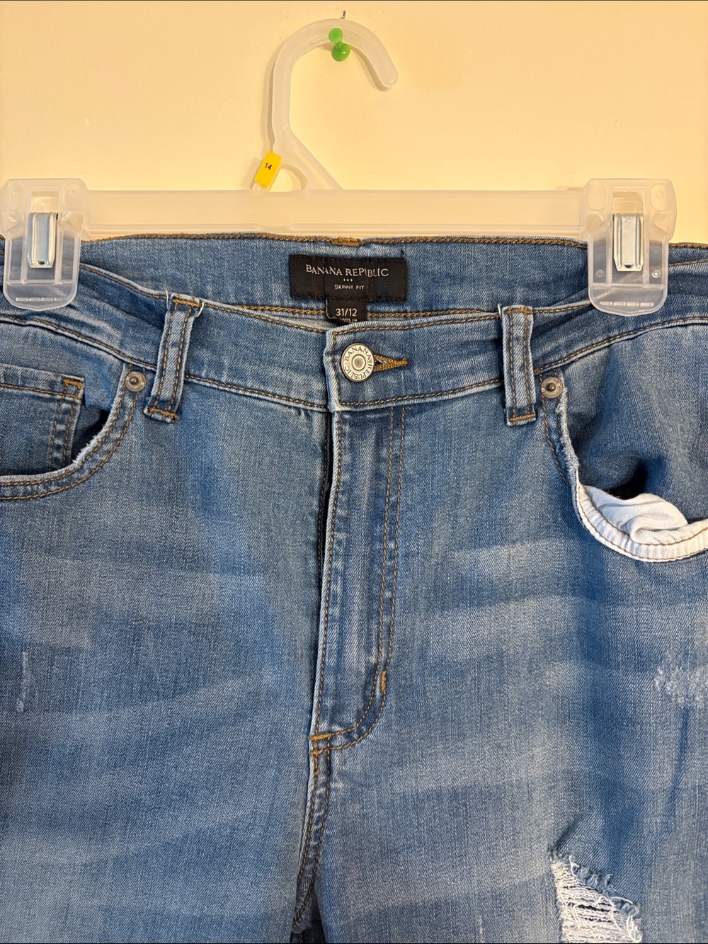 Banana Republic Medium Blue Skinny Jeans with Distressed Hem